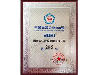 Top 500 doanh nghiệp tư nhân Trung Quốc, vị trí thứ 285 năm 2021